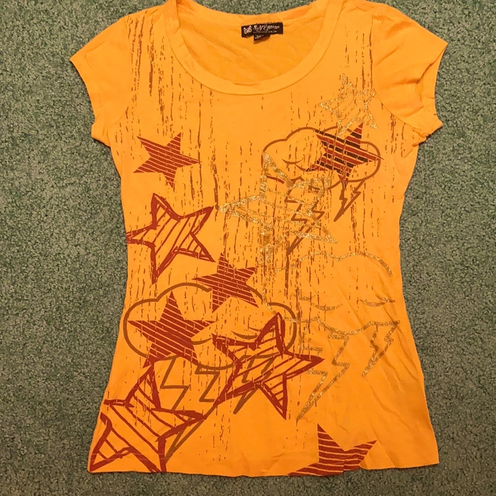 Yellow Self Esteem baby-tee with stars
